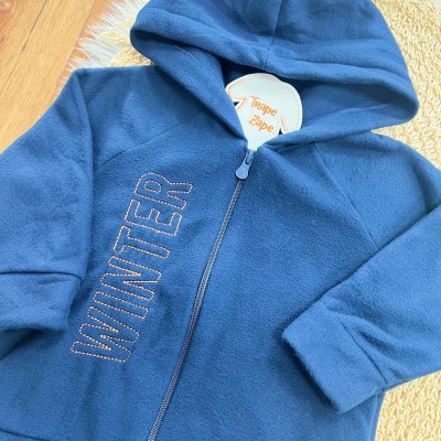 Conj. Jaqueta Winter em Fleece com Capuz e Calça de Moletom - Marinho e Marinho